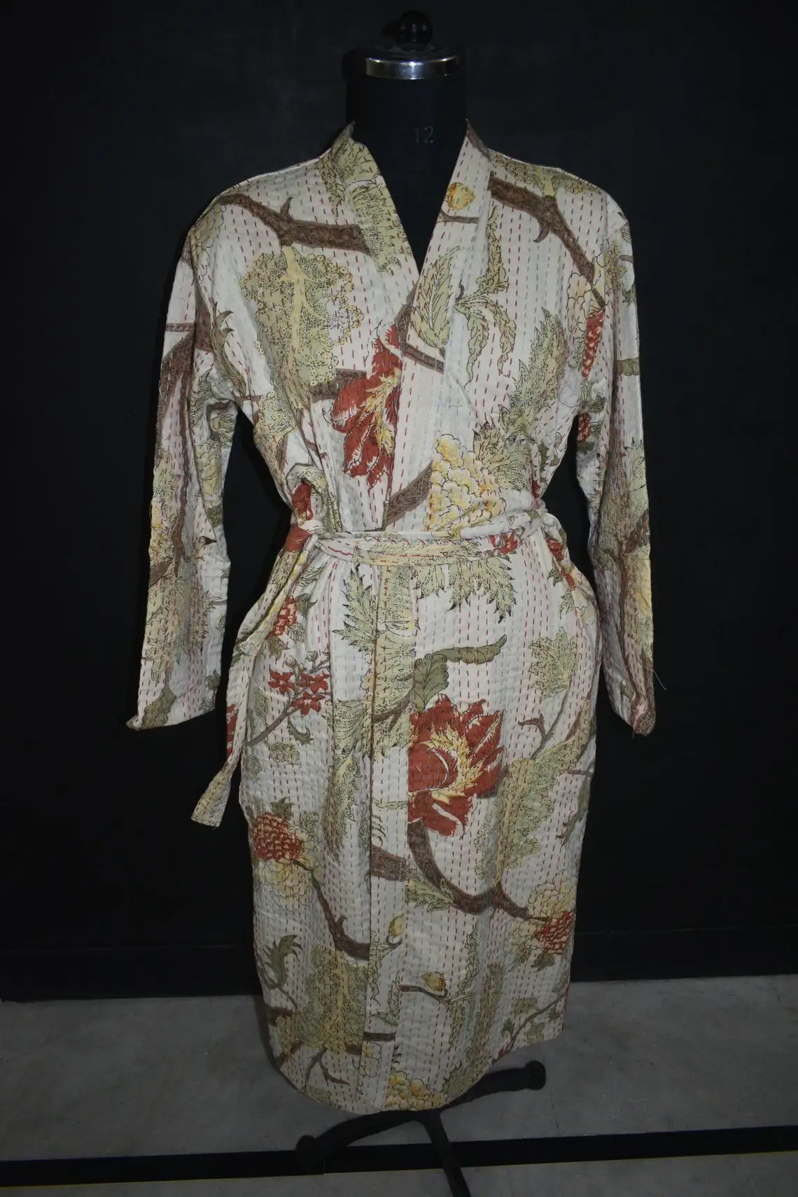 Manufacturer And Wholesale Indian Handmade Kantha Quilted Kimono robe Cardigan Long Kimono And Bathrobe Beach Robe