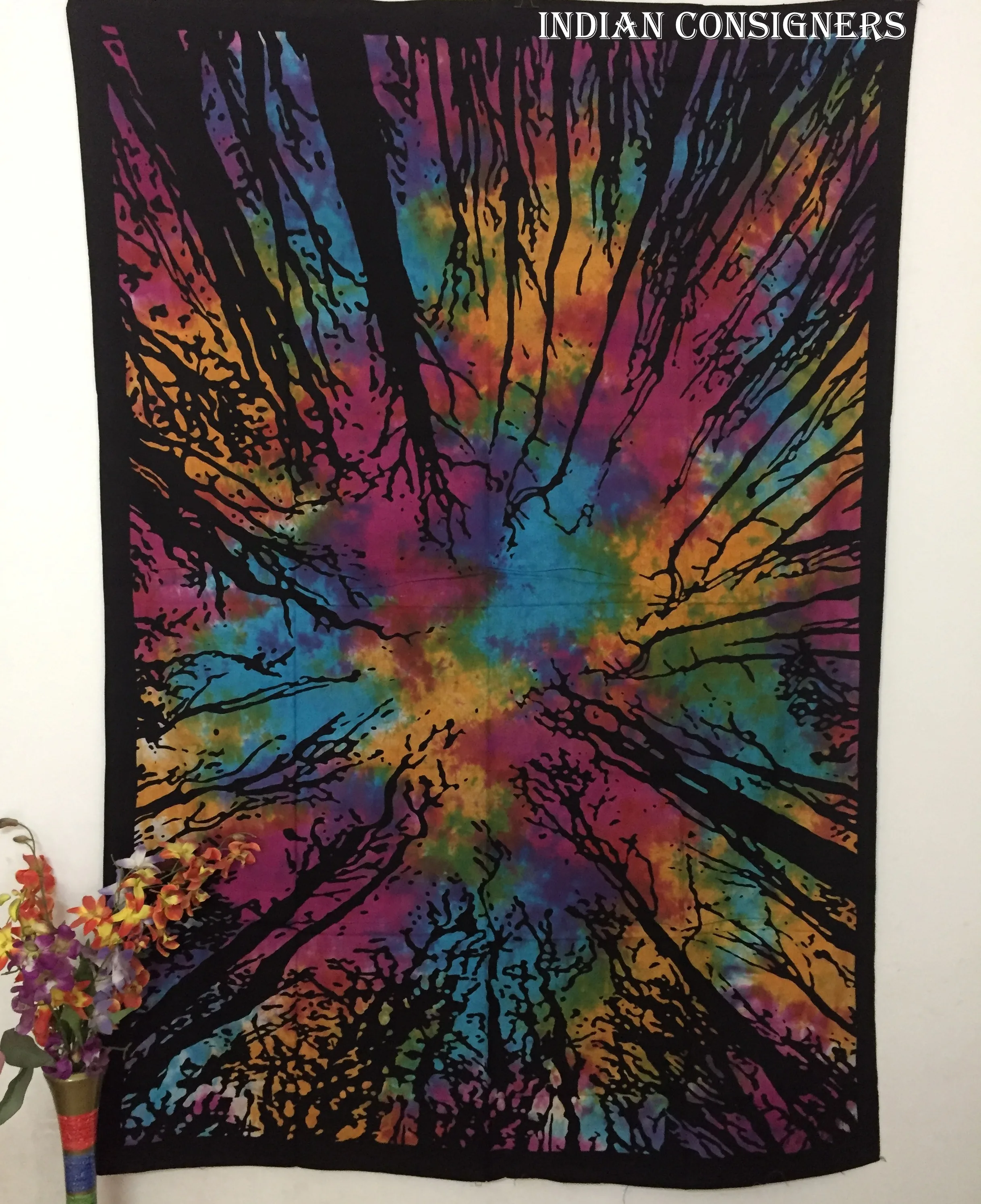 Wholesale 24 PCS Bohemian Floral Tapestry Handmade Multi-Color Cotton Twin Size Wall Decor for Bedroom Home Decor