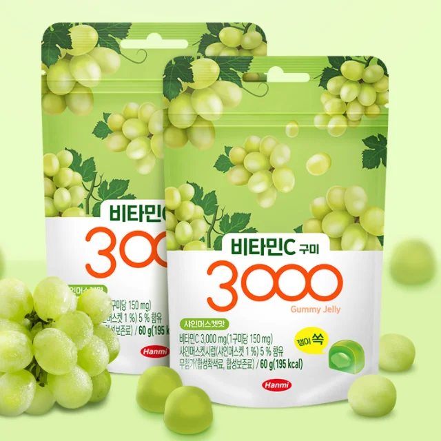 Great Price Healthcare Fruity Gummy Jelly Candy Shine-muscat Flavor bags Top Vitamin C 3000mg made in Korea