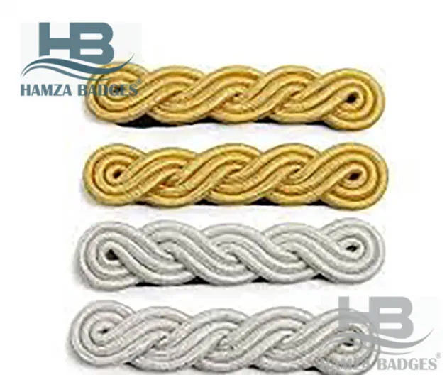 Pair of Braided Silver Cord Epaulettes, Uniform Accessories Security Officers Epaulettes cord