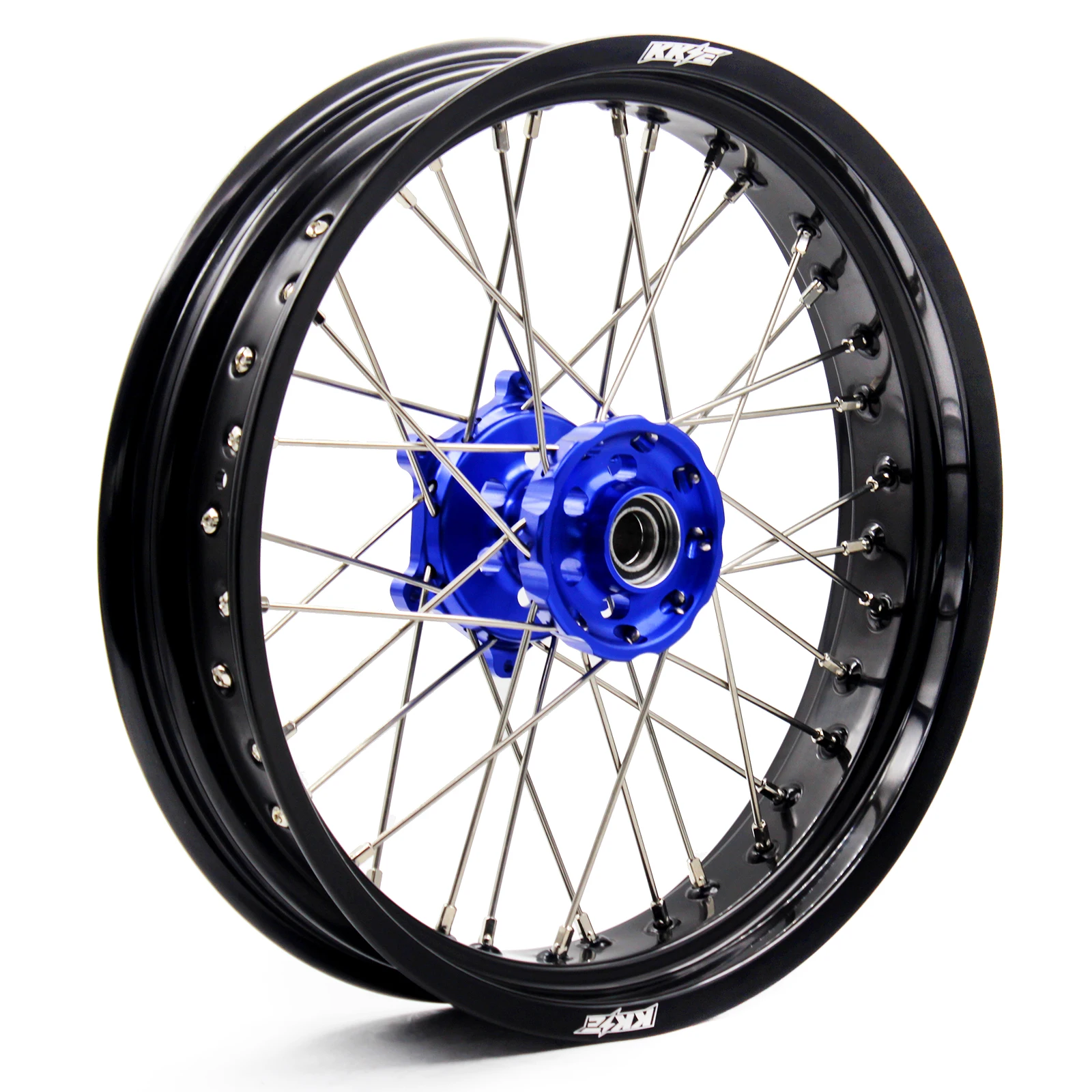 KKE Supermoto Wheels Rims Set Fit for YAMAHA YZ125 YZ250 1999-2022 YZ250F YZ450F WR250F WR450F YZ250X 2022 Blue Hub Black Rim