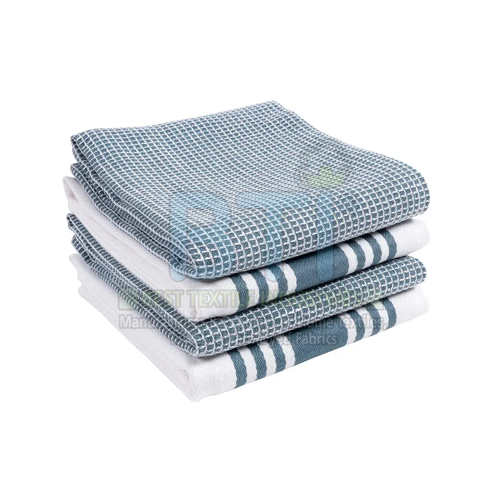 100% Cotton Fully Dyed Kitchen Towel Set Dobby Finishing Towel Set Dishcloth Cotton Tea Towels