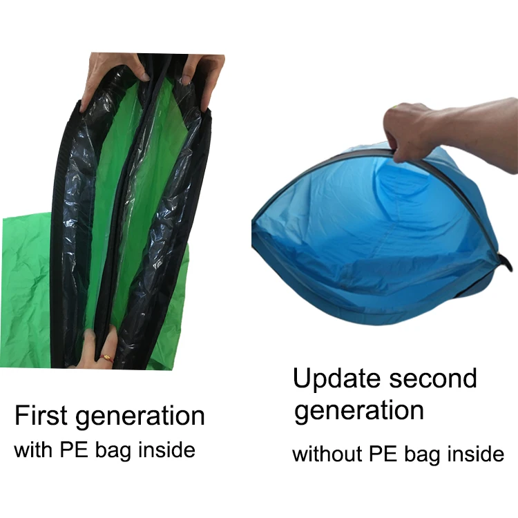 New Design Update second generation single mouth/opening without PE bag inside coated TPU Sleeping Lazy Bag Inflatable Air Sofa