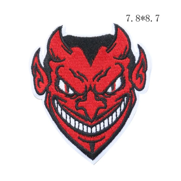 Embroidery Cloth Stickers Red Fire Head Vampire Badge Iron On Patches DIY Sewing Embroidered Patches For Clothes