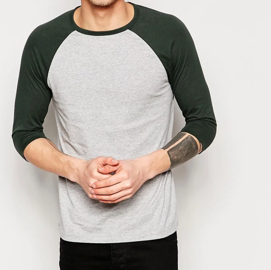 3/4 Sleeves Raglan Sleeve T Shirts Wholesale Blank T-shirt Men Sportswear Breathable & Fashionable Sample Available