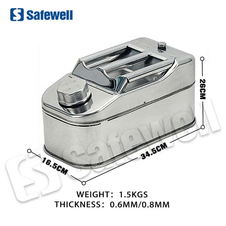 SWJC-17 Stainless 5L Metal Jerry Can Portable Diesel Fuel Tank With Screw Top
