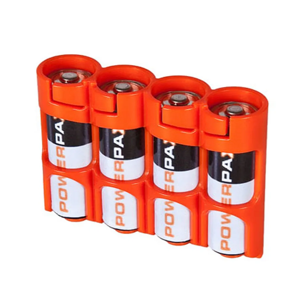 Storacell тонкая линия AA 4 упаковки Caddy-Orange держатель аккумулятора компактные легко распределяемые батареи Caddy с безопасностью одной рукой