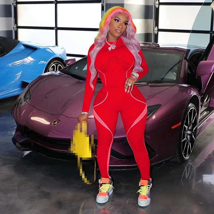 
Sporty Printed Long Sleeves Yoga Sets Skinny Workout Fitness Clothing Women -PT 