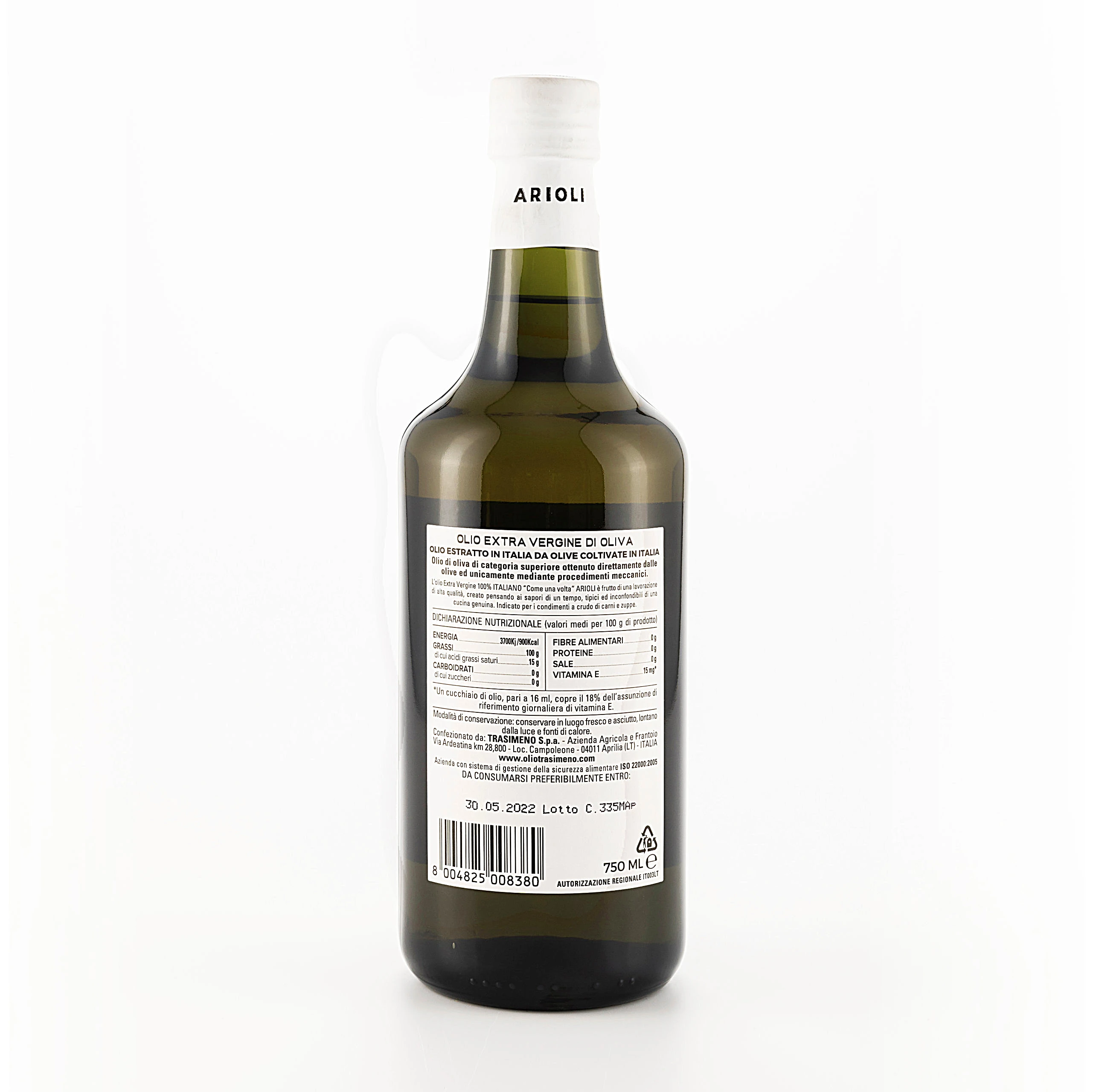 Highest Quality grade Italian Extra Virgin ARIOLI COME UNA VOLTA 750ml. for Gourmet shops