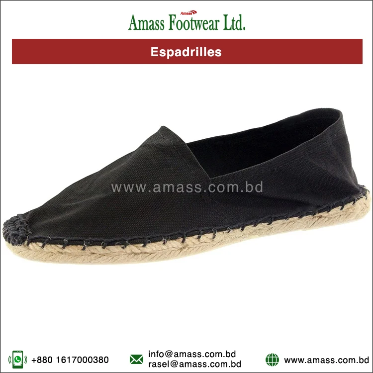 Modern Design Jute Sole Material Black Color 100% Handmade Unisex Adult Espadrilles Flats from Top Listed Supplier