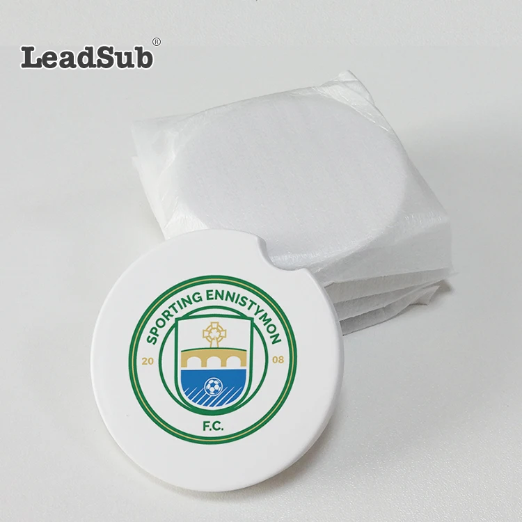 Leadsub white cup sublimation blank water absorbent round ceramic car coaster for gift