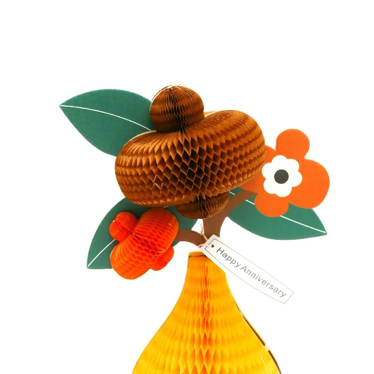[8] Custom Honeycomb Stationery Dark Red Flower Coffee Vase Card