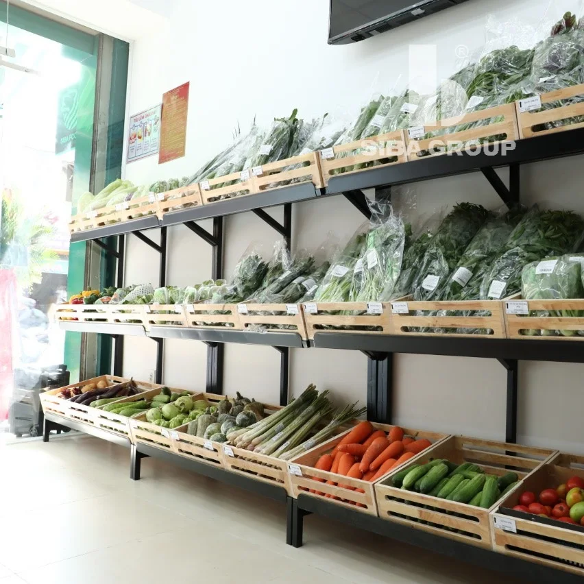 Hot Selling Wall Mounted Supermarket Equipment Fruit Stand Vegetable Rack For Fruit Shop Shelf