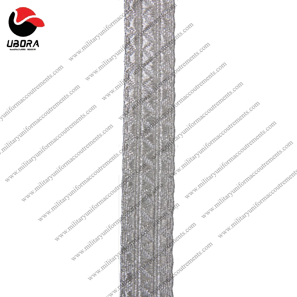 Silver Staff Lace Army, Military, Naval, Uniform, Costume, Fancy - 14 mm