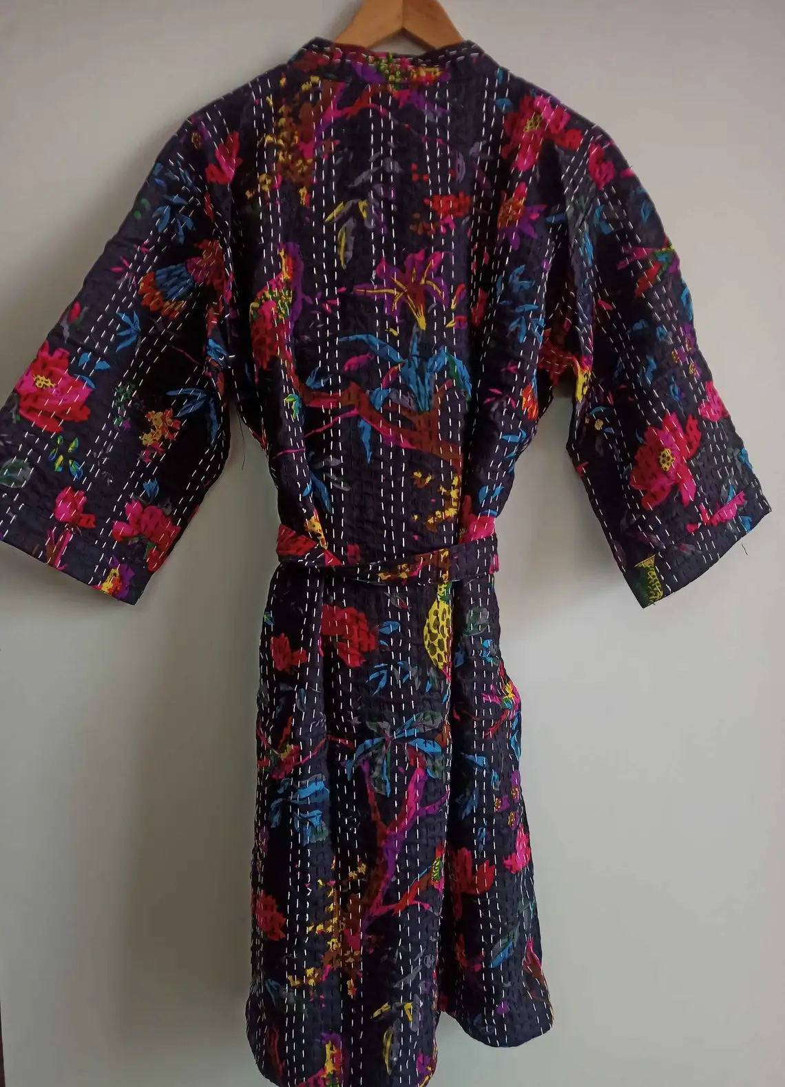 Manufacturer And Wholesale Indian Handmade Kantha Kimono Beach Dress Cotton Cardigan Beach Kimono Kaftan