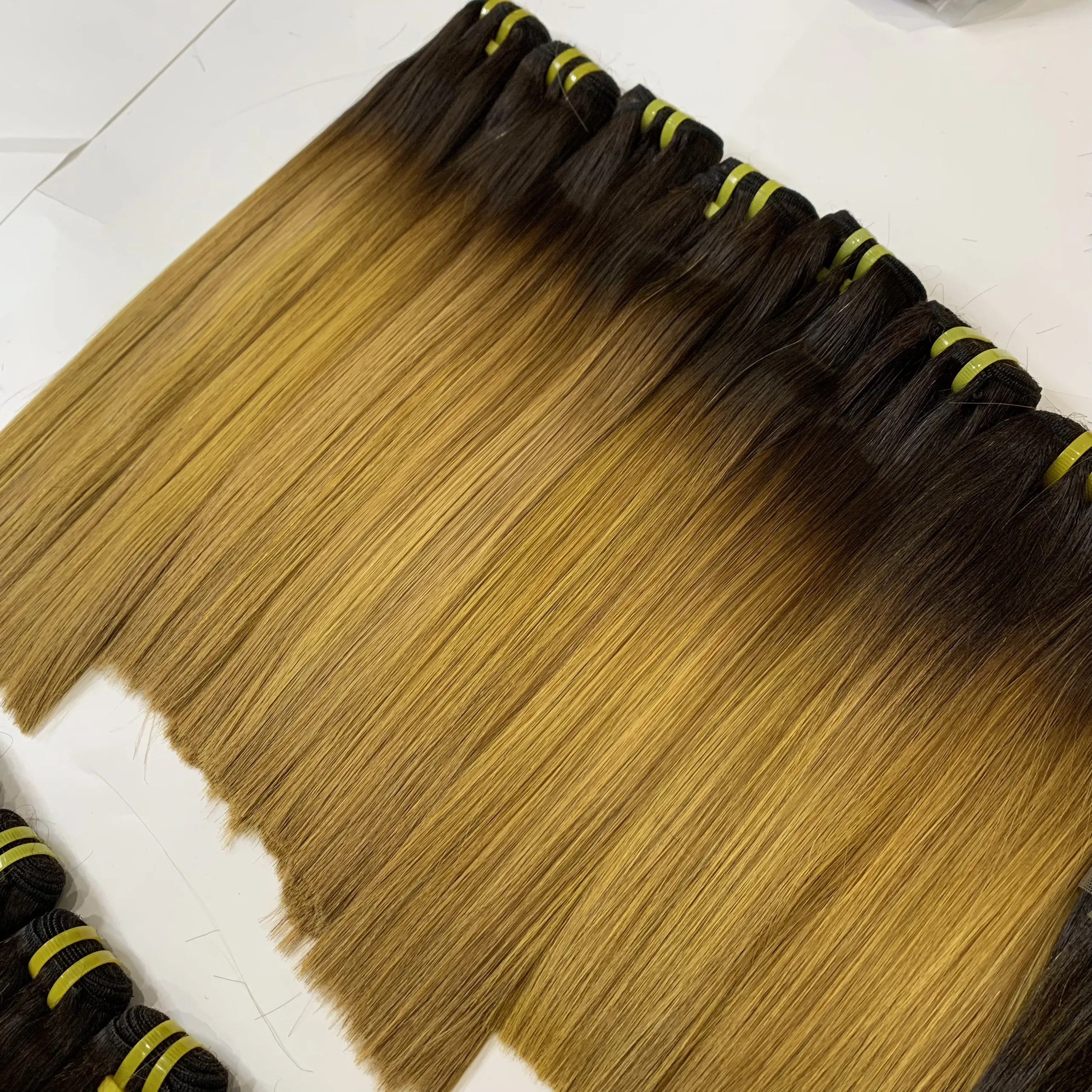 Прямые волосы с двойной косточкой Омбре лучшее качество прямые кости 100% человеческие без спутывания не спутываются завода во Вьетнаме