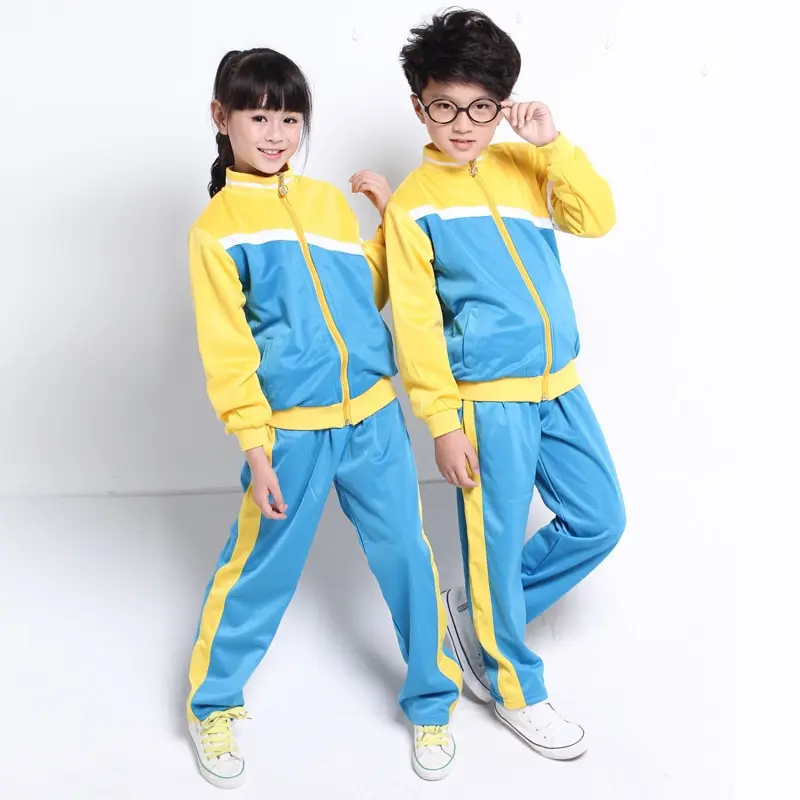 Kids girls school sports uniform OEM Spring and Autumn Children school uniform primary school clothes Sports meeting uniform set
