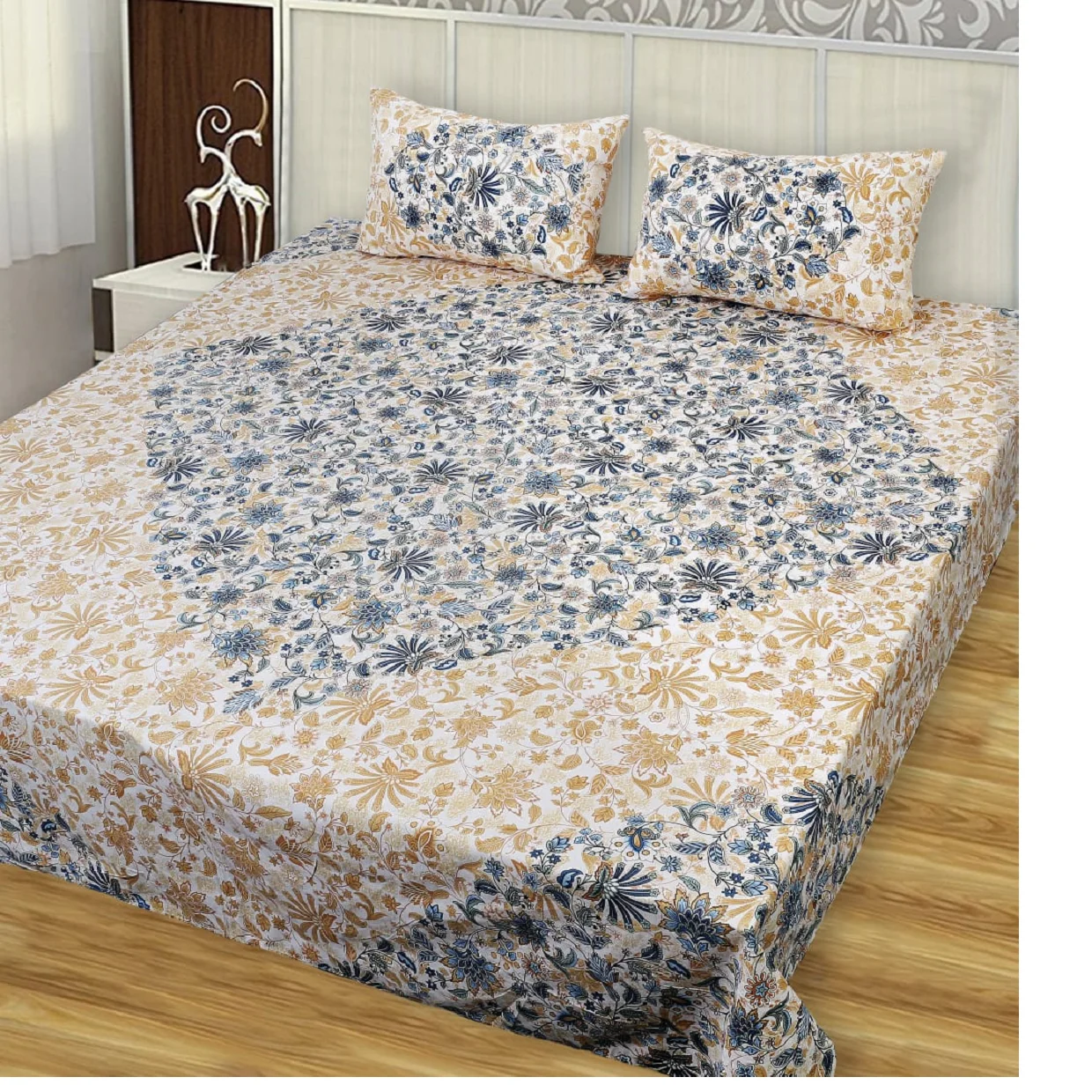 100% cotton printed bed sheets in pastel color  with matching pillow cases ideal for home furnishing stores