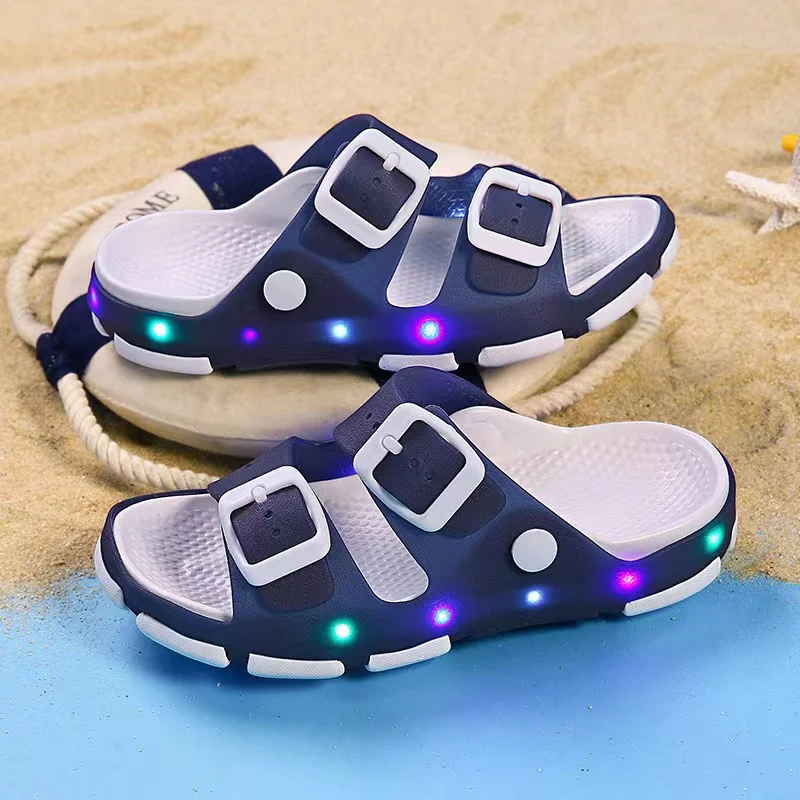 Летние сандалии из пвх на застежке со светодиодной подсветкой