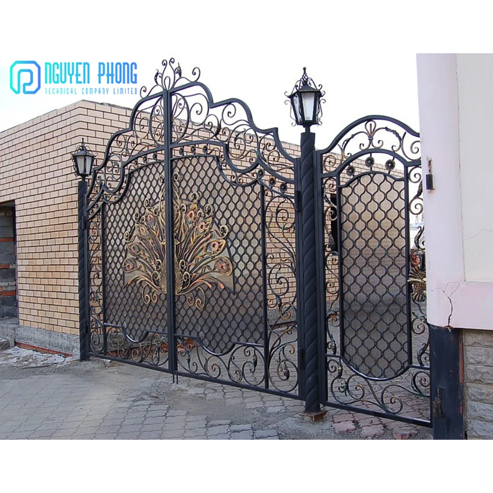 High Standard OEM Custom Wrought Iron Main Entry Gates Fence