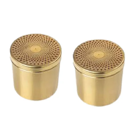 Wholesale Copper Shiny Polished Tea Sugar And Coffee Small Canister Box With Round Shape Kitchen Storage Box