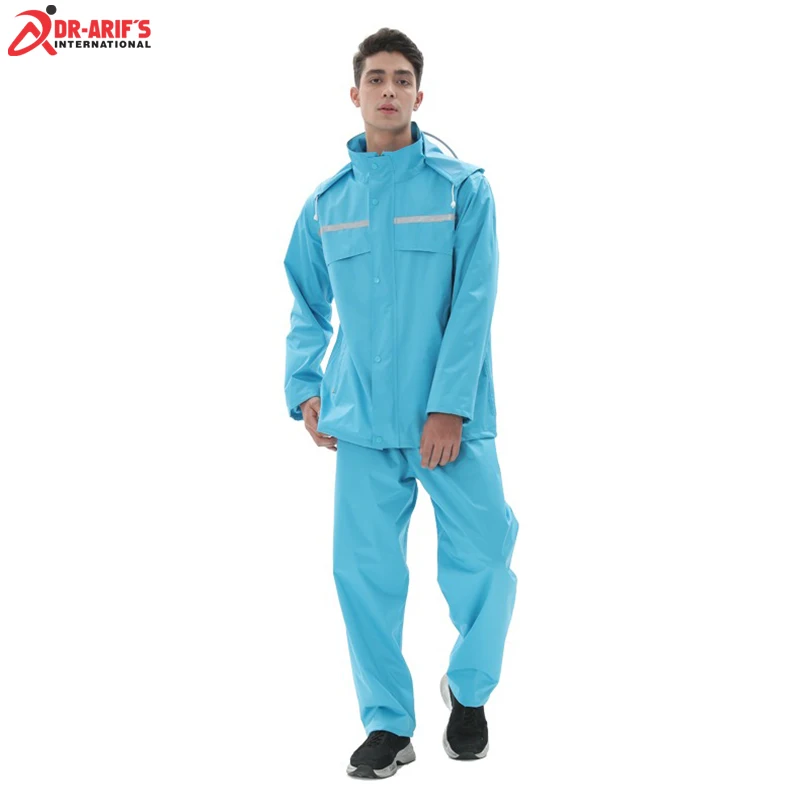 New Raincoat Rain Clothes covers Impermeable Rainwear Waterproof Hooded Rain Coat With Rain Pant Set