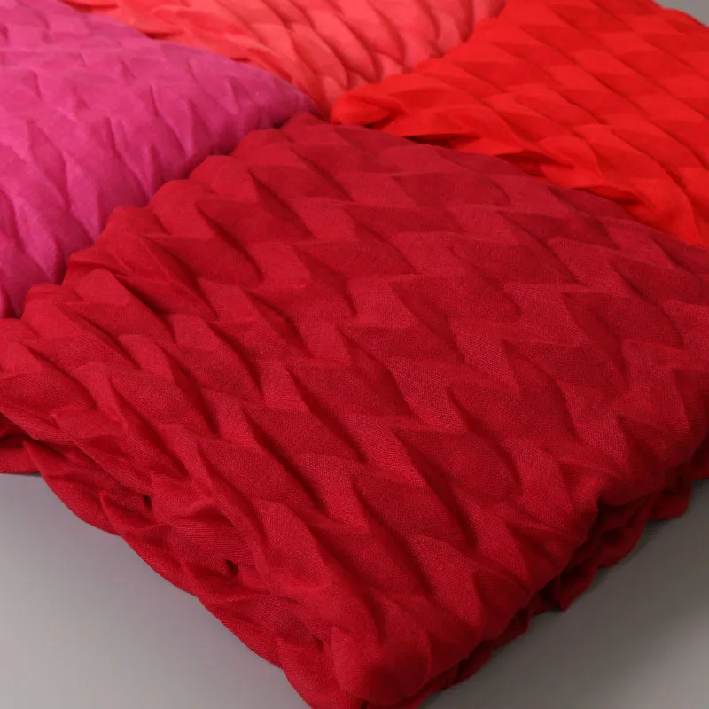 
Wholesale Women Islamic Voile Headscarf Geometric Crumpled Muslim Ladies Ethnic Long Wrinkle Hijab Scarf 