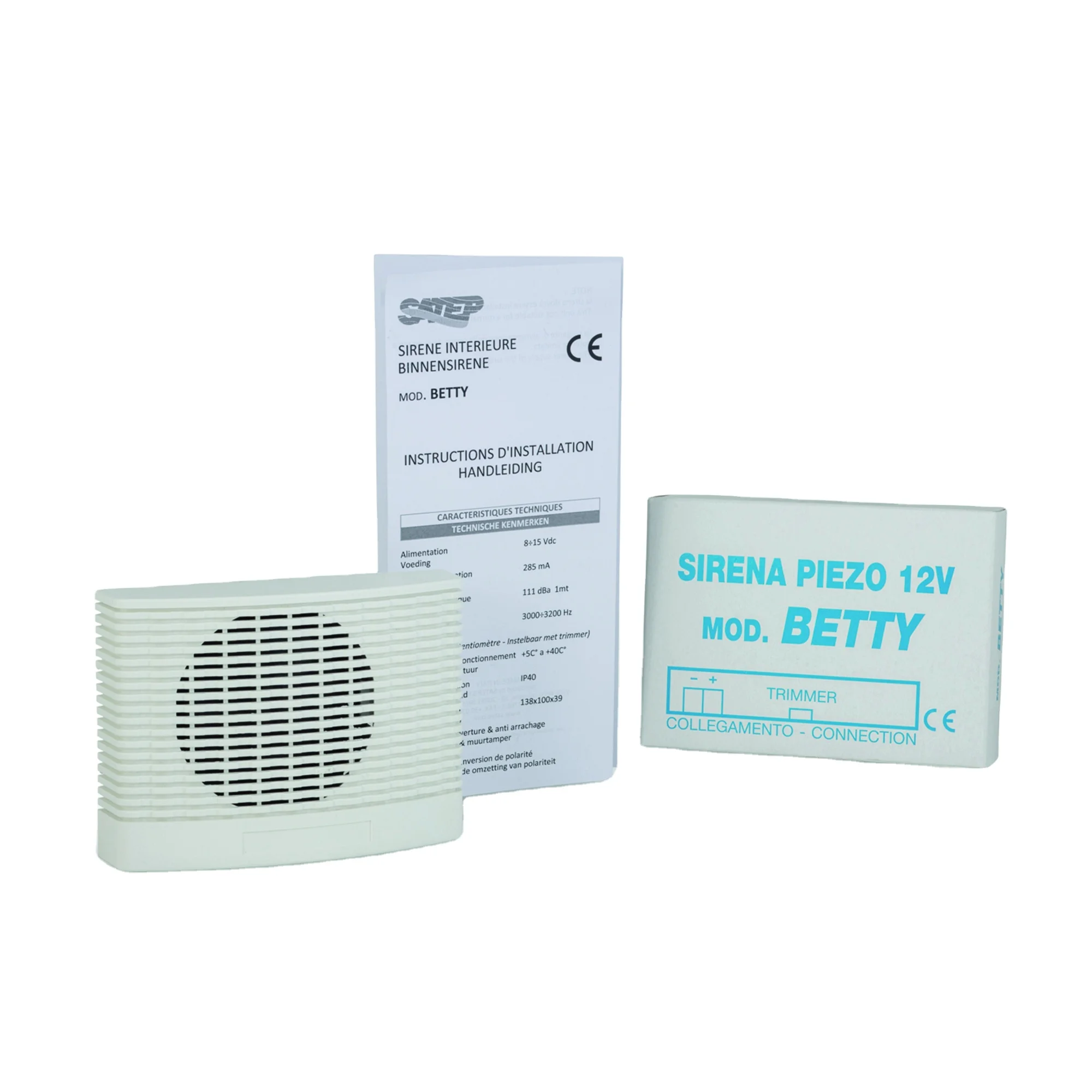 Внутренняя сирена, Бесконтактный эхолот Бетти 111дб, Сделано в Италии