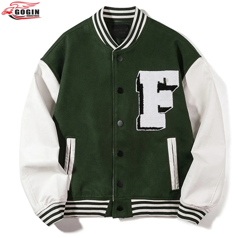 2022 Hip Hop Embroidery College Jackets Mens Patchwork Color Block Bomber baseball Jacket Women Baseball Coats Unisex