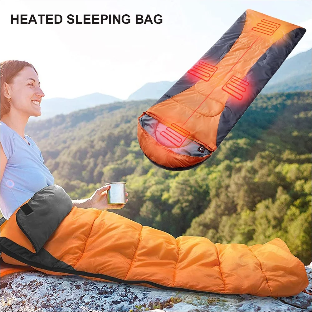 Mummy Portable 12V Electric Heated Sleeping Bag Blanket Waterproof for Outdoor Camping Hiking Winter Sports Europe Style
