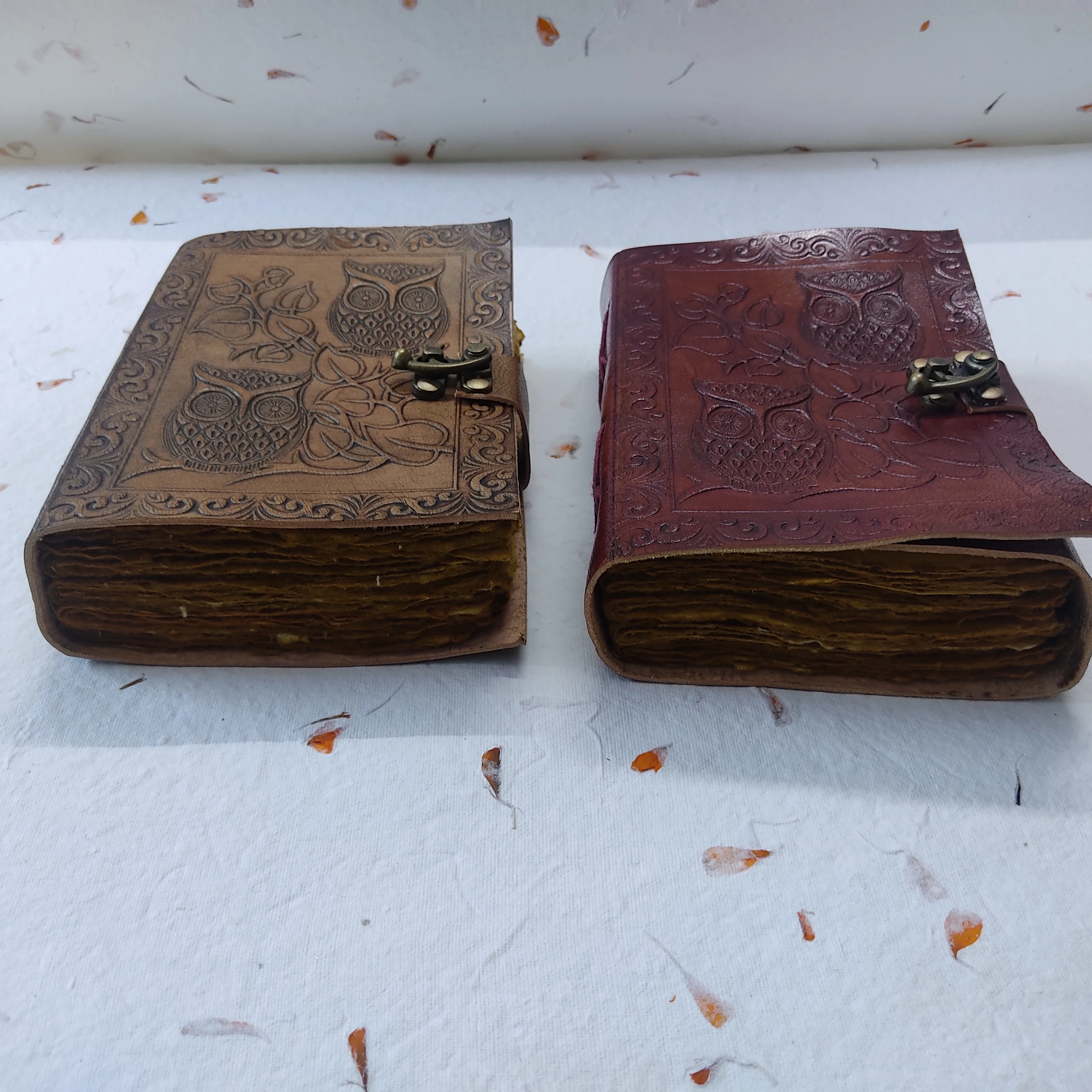 Owl Embossed Vintage Journal Leather Handmade Deckle Edges Paper Notebook Good Quality Best Price Wholesale Bound Journal Sale