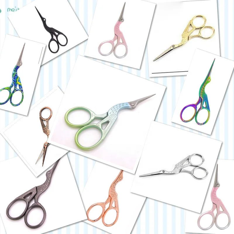 Высококачественные маленькие швейные ножницы в винтажном стиле для вышивки журавлей птиц с