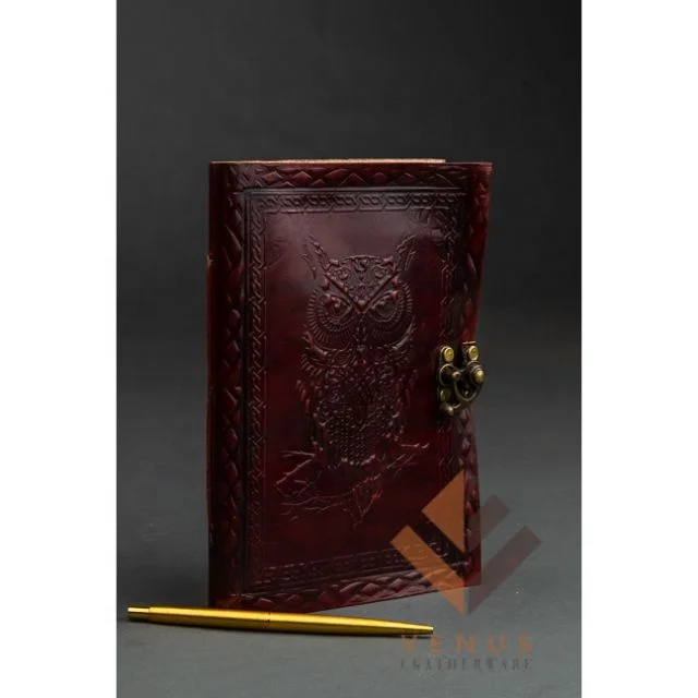 LW Rainbow Owl Vintage Leather Cover 200 Pages Notebook Gift Antique Handmade Diary Notepad Sketch book