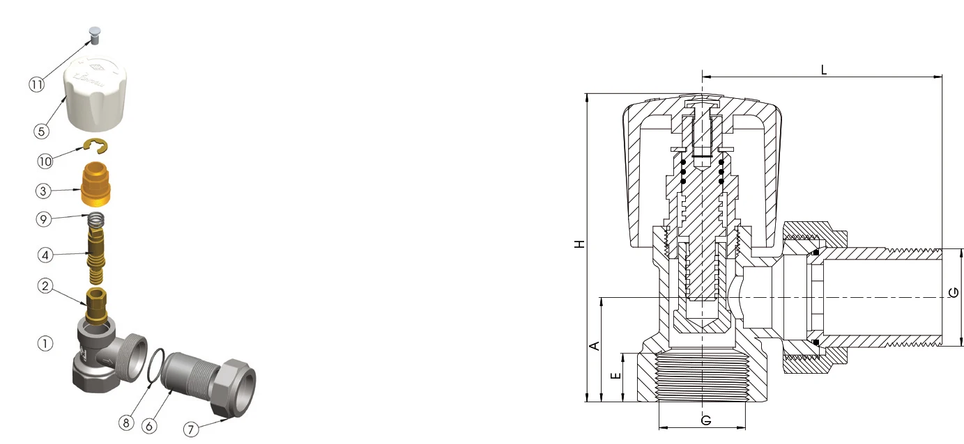 
Brass angle nickel plated radiator valve 