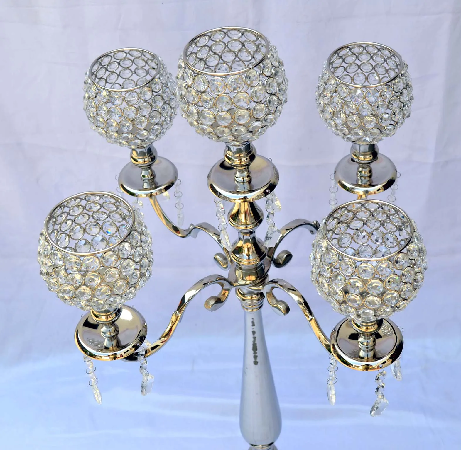 Handmade Silver Crystal Candlestick High Quality Home Decor Wedding Decoration Jewish Menorah Candelabra Handmade Candle Holder