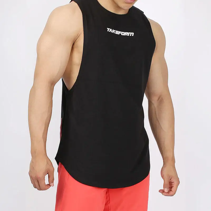 
100% Cotton OEM Sportswear Clothing For Men Muscle Tank Top Singlet Running Gym Fit T-shirt 