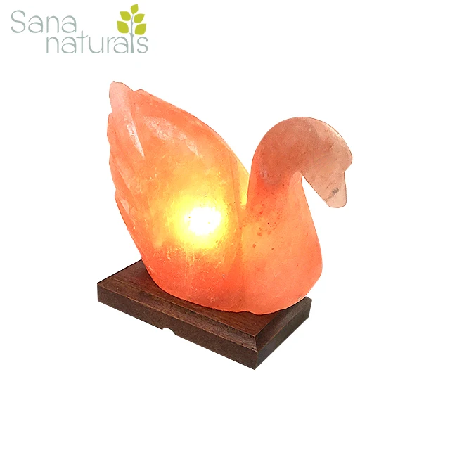 Настраиваемая Гималайская солевая лампа из натуральной резной оранжевой утки с деревянной основой