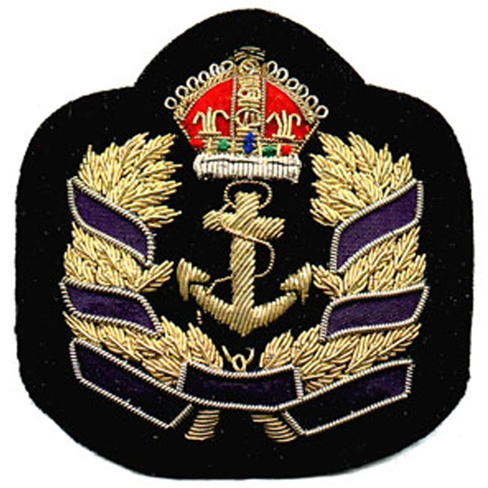 
 Значок блейзера люксового цвета HS Navy с вышивкой ручной работы и шелковыми нитями  