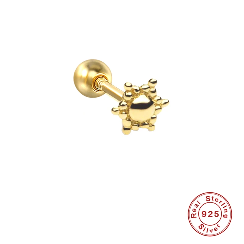 CANNER 2021 New Design Wholesale S925 Sterling Silver Sun Shaped Piercing Earrings For Woman