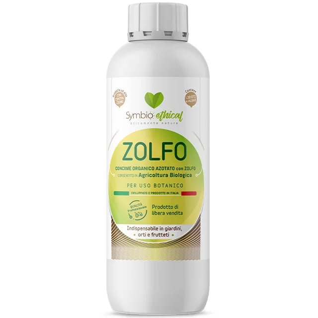 Organic fertilizer with Sulfur at 40% SYMBIOETHICAL ZOLFO  1 Lt made in Italy for organic farming