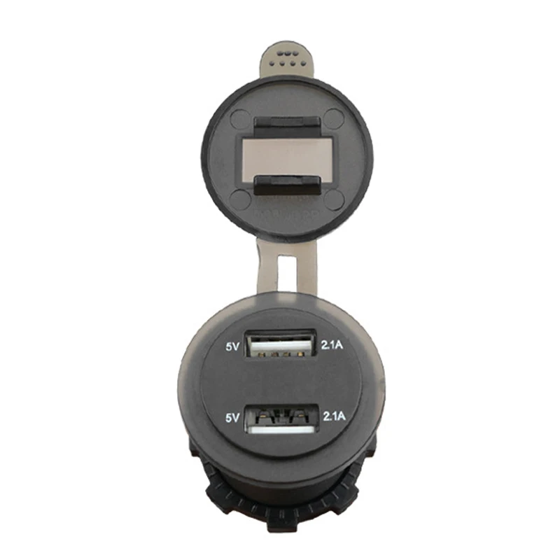 12v rv 5v usb port outlet panel mount dual usb 2.1 a charger socket plug with voltmeter