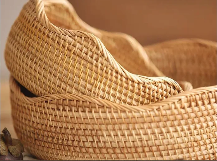 Оптовая продажа плетеная корзина ручной работы из ротанга для хранения фруктов и продуктов во Вьетнаме