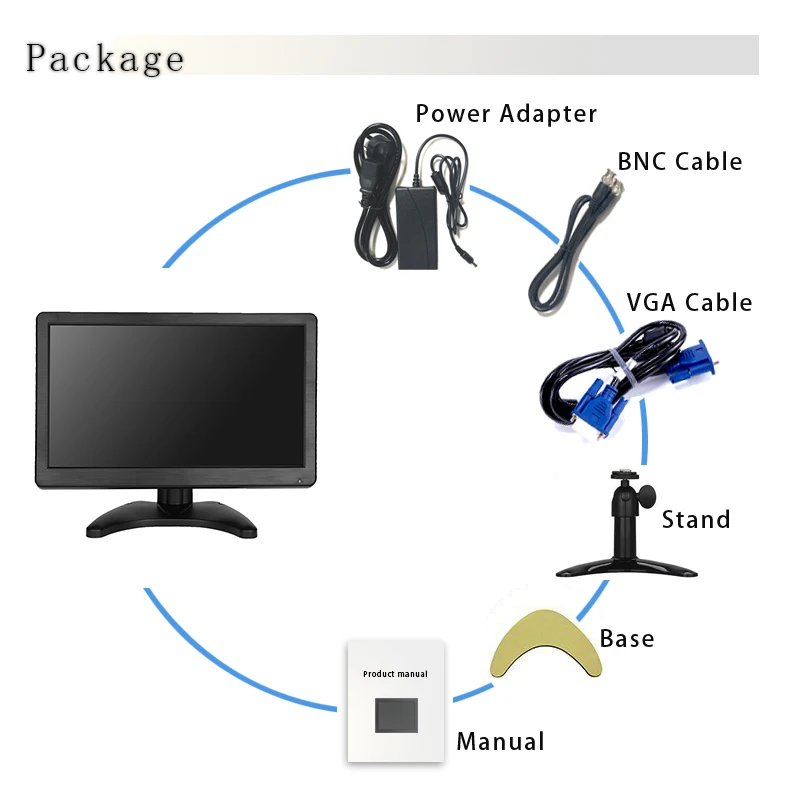 ZHIXIANDA TFT LCD 1366*768 Industrial HD Monitor 11.6 Inch Home Office Desktop Wide Screen Monitor