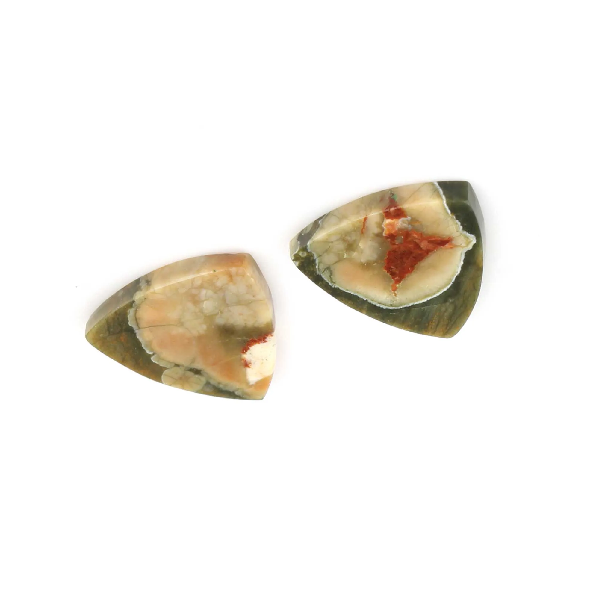 Высококачественная Натуральная Зеленая риолитовая яшма для тропических лесов с обеих сторон плоская форма триллиона свободный драгоценный камень изготовления сережек