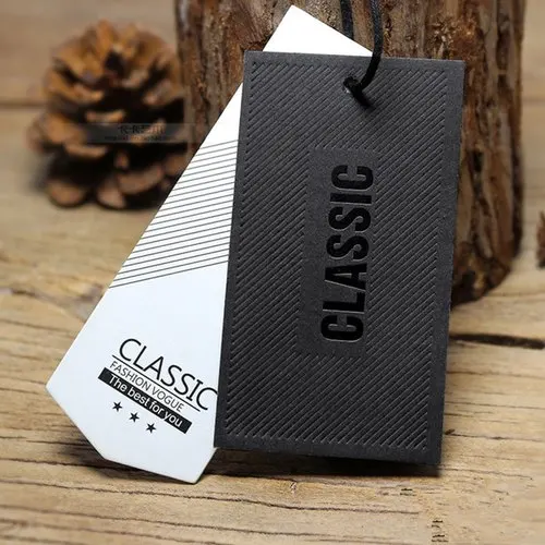 Wholesale Fashion Paper Custom Clothing Hangtag for Clothes Garment Printing Gold Foil Brand Logo Hanging Tags