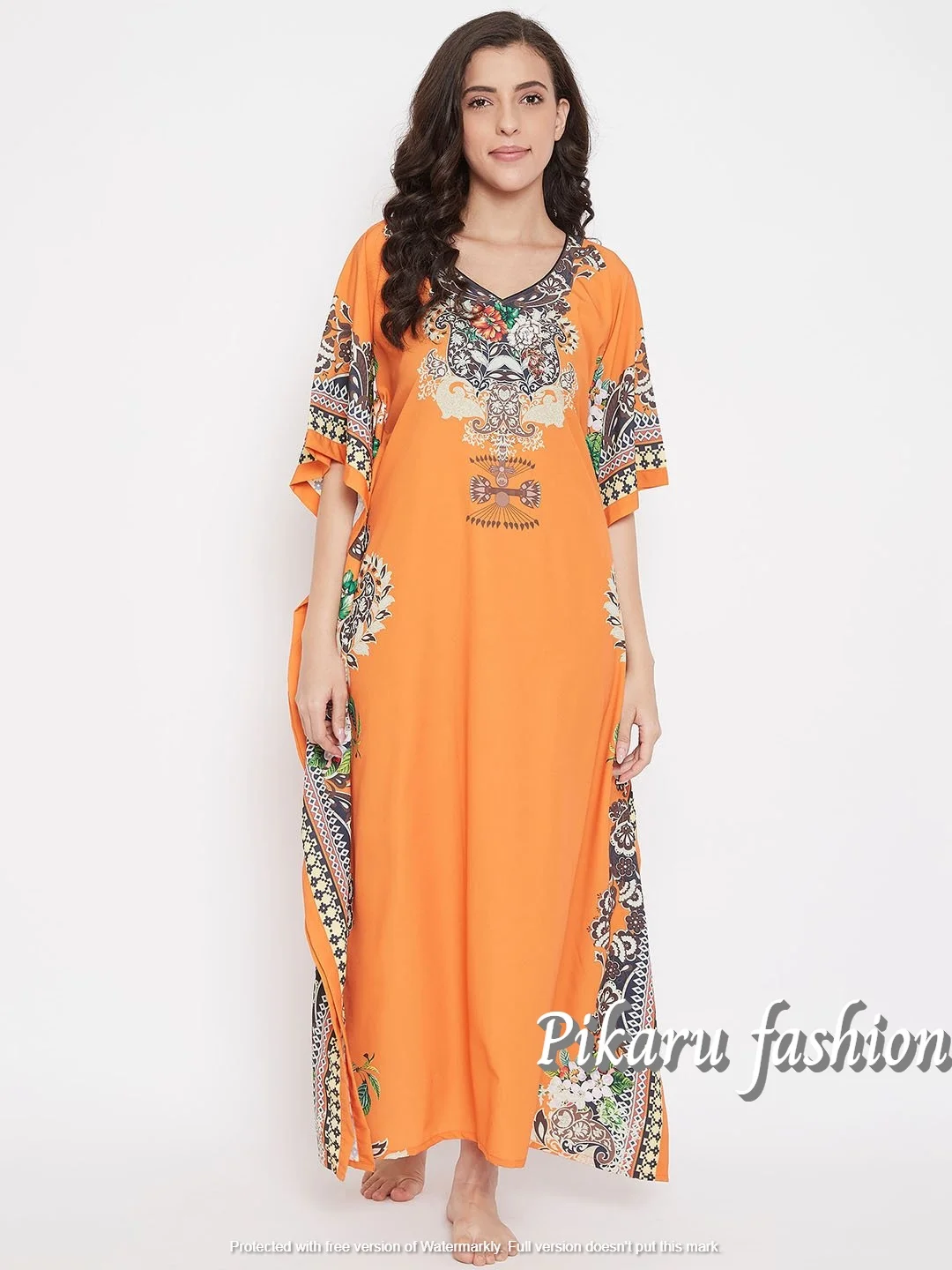 Новинка женская пляжная одежда с принтом в богемном стиле Желтый Цветочный кафтан свободный облегающий длинный атласный