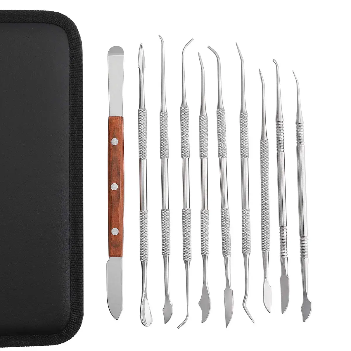  10 шт нержавеющая сталь стоматологический воск вырезка инструменты резчик по дереву комплект хирургические стоматологические скульптура нож инструмент набор с чехлом