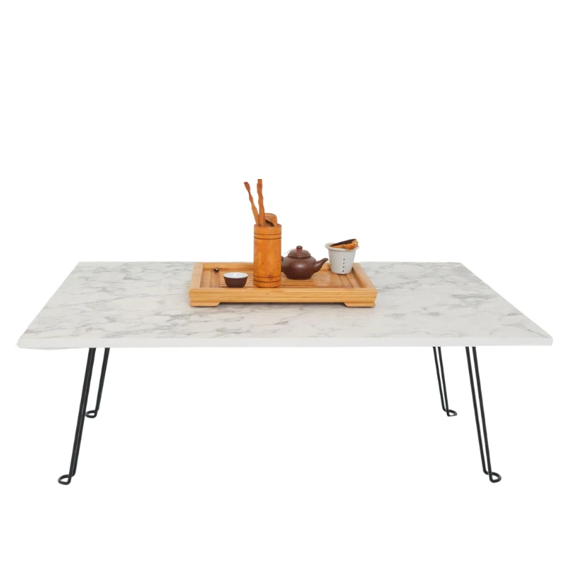 Производство Малайзии низкая цена портативный белый низкий стол в японском стиле со складными ножками для небольших групп