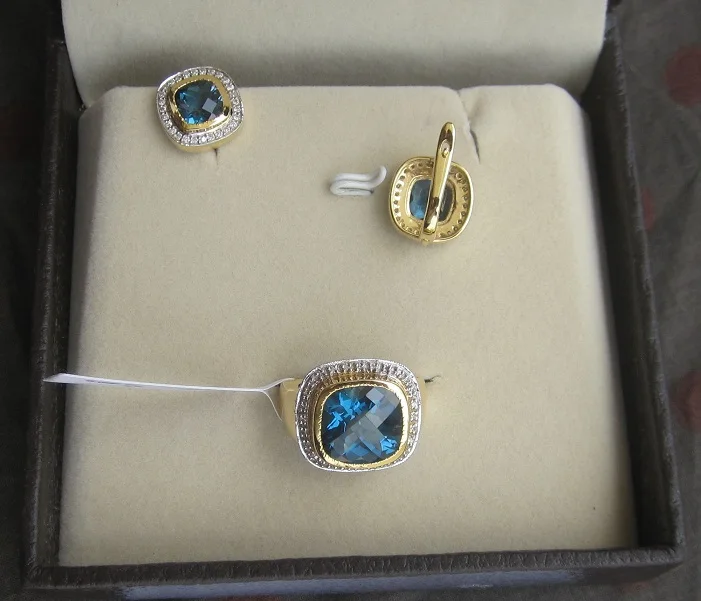 Blue topaz gold set