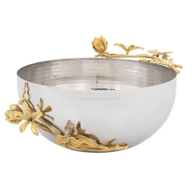 new style decorative metal leaf shaped hammered serving bowl with golden base stand salad food snack fruit serve bowl